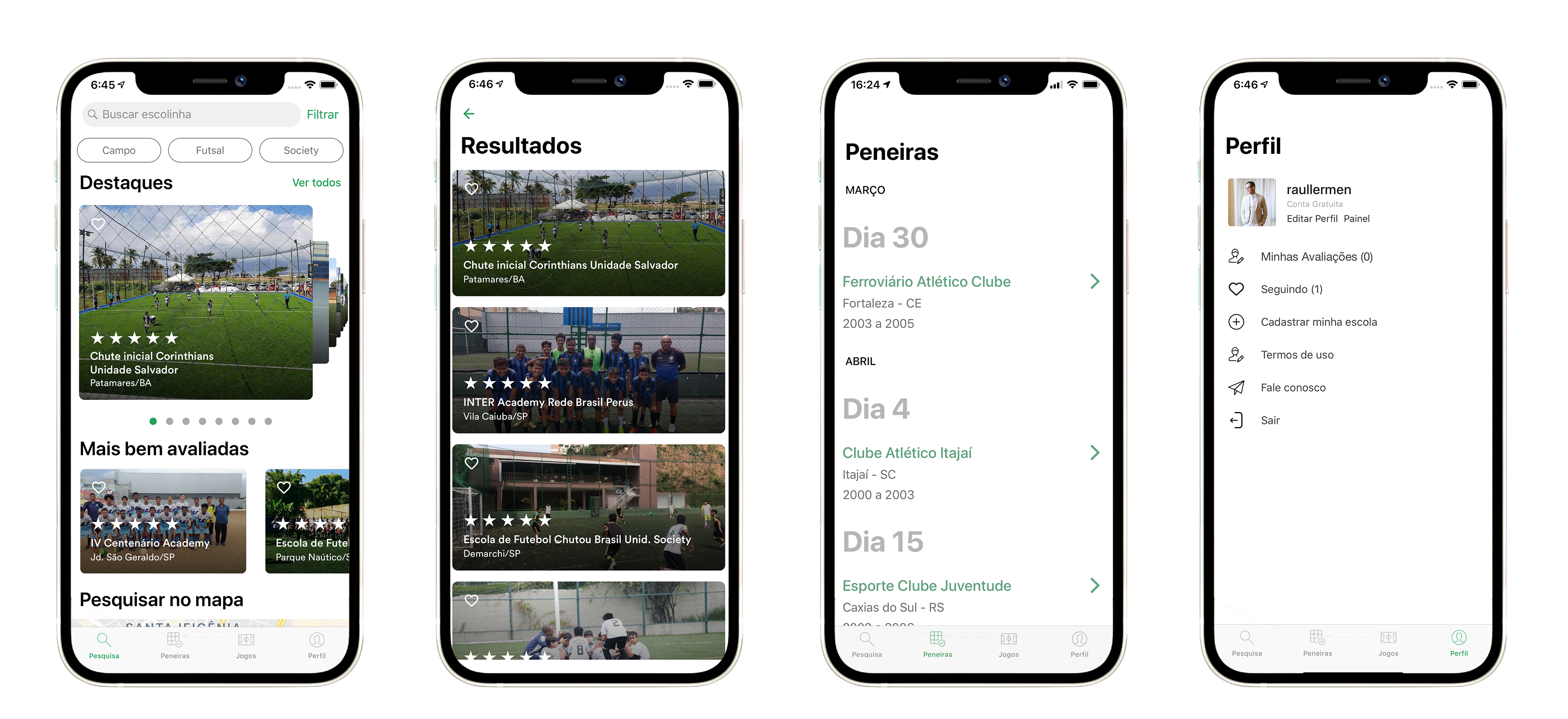 iScolinha FC app screenshots